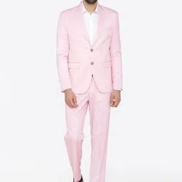 Wintage Men Pink Solid Single-Breasted Regular Fit Party Suit-image-34