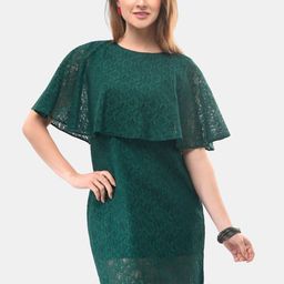 V&M Women Green Self Design Cotton Sheath Dress-image-67
