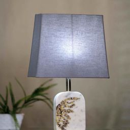 POSH-N-PLUSH Grey Solid Winged Marble And Metal Base Bedside Standard Lamp-32