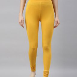 TWIN BIRDS Women Mustard Yellow Solid Churidar-Length Leggings-picture-27