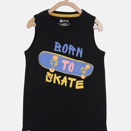 3PIN Boys Black Cotton  Typography Printed Pure Cotton T-shirt-image-10