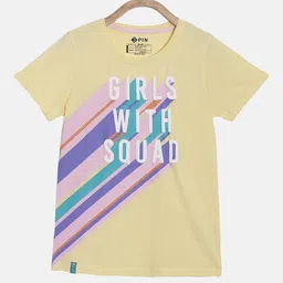 3PIN Girls Yellow Printed Pure Cotton T-shirt-image-68