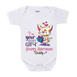 KNITROOT Infant Kids White & Pink Best Gift Daddy Printed Bodysuit-image-14