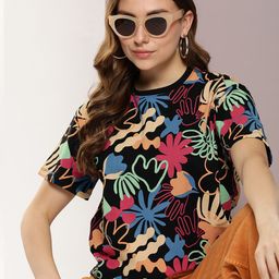 Kook N Keech Women Abstract Printed T-shirt-16