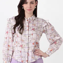 AND Cream-Coloured Floral Print Top-47
