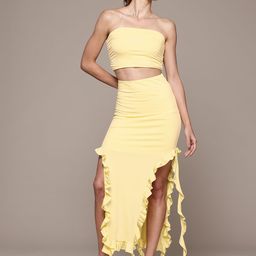 bebe Brighter Basics High-Slit Ruffes Tube Style Co-Ords-picture-14