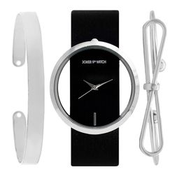 Joker & Witch Women Silver-Toned & Black Watch Bracelet Stack JWBS204-image-69