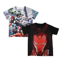 Marvel by Wear Your Mind Boys White and Black Printed Set of 2 Round Neck T-shirt-picture-6