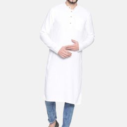 Ecentric Men White Solid Eco-Friendly Hemp Organic Cotton Straight Sustainable Kurta-image-78