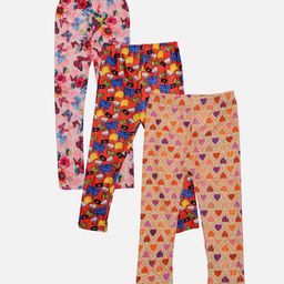 TINY HUG Girls Red Pack of 3 Printed Tights-12