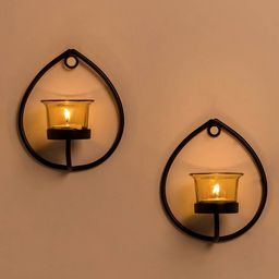 Homesake Set of 2 Black & Yellow Candle Holders-45
