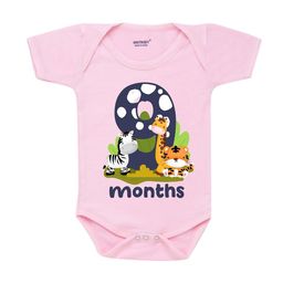 KNITROOT Infant Kids Pink & Blue Graphic Printed Bodysuit-17
