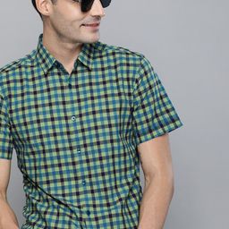 HERE&NOW Men Green & Blue Slim Fit Checked Casual Shirt-picture-27