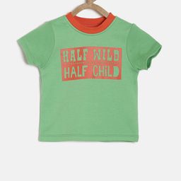 MINI KLUB Boys Green Printed Round Neck Pure Cotton T-shirt-image-98
