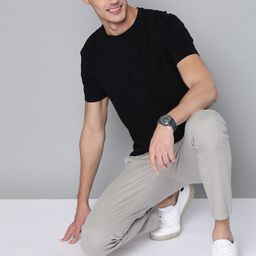 Mast & Harbour Men Grey Solid Chinos-image-69