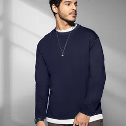 Bewakoof Men Navy Blue Solid Round Neck T-shirt-picture-24