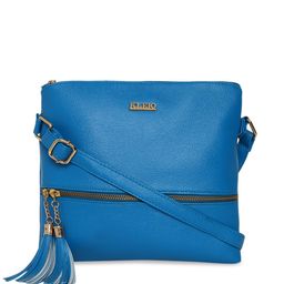 KLEIO Blue Solid Tassel Sling Bag-51