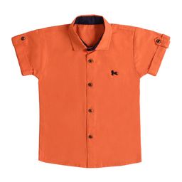Superminis Boys Orange Solid Cotton Casual Shirt-picture-14