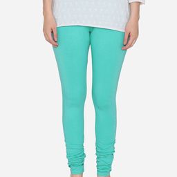 Vami Women Turquoise Blue Solid Churidar-Length Stretchable Leggings-image-35