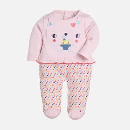 Baby Go Infant Kids Pink Printed Regular Fit Pure Cotton Rompers-image-55