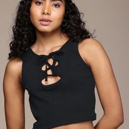 The Roadster Life Co. Tie-Up Neck Ribbed Casual Top-picture-13