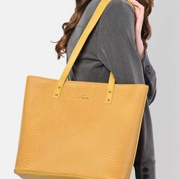 Lavie Pavo Nov Yellow Textured Shoulder Bag-0