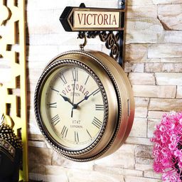 EXIM DECOR Copper-Toned Round Textured Analogue Wall Clock-image-26
