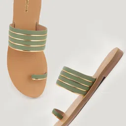 Anouk Women Striped One Toe Flats-36