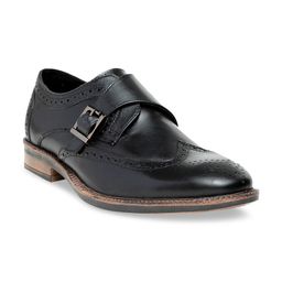 Teakwood Leathers Men Black Textured Genuine Leather Formal Monks-image-71