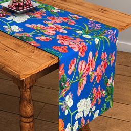 SEJ by Nisha Gupta Blue Floral Print Rectangular Cotton Table Runner-15