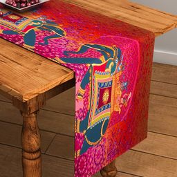 SEJ by Nisha Gupta Red & Pink Ethnic Print Rectangular Cotton Table Runner-30