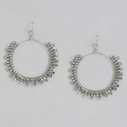 RICHEERA Silver-Toned Circular Drop Earrings image 1