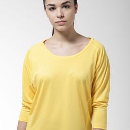 Alcis Women Yellow Self Design Round Neck T-shirt-picture-16