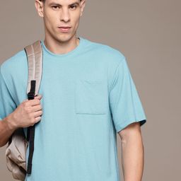 The Roadster Lifestyle Co. Textured T-shirt with Patch Pocket-image-86