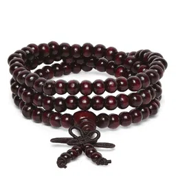 OOMPH Men Maroon Handcrafted Buddha Meditation Prayer Beads Multistrand Bracelet-image-19