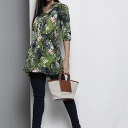 One Femme Green & Blue Printed Tunic-picture-30