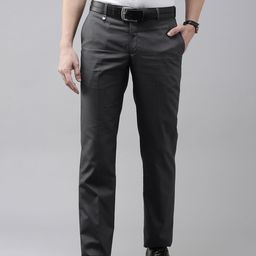 Park Avenue Men Dark Grey Checked Formal Trousers-image-94