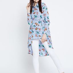 Zastraa Women Blue Printed Shirt Dress-image-16