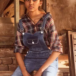 Crimsoune Club Grey Checked Shirt Style Crop Top-picture-24