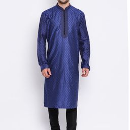Sanwara Men Blue Printed Straight Kurta-50