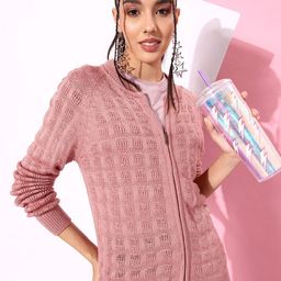 The Roadster Lifestyle Co. Acrylic Henley Neck Self Design Cardigan-image-46