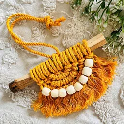 Classy Tulip Mustard-Yellow Semilunar Car Dangler-image-2