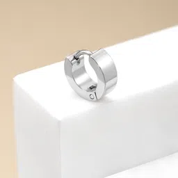 Peora Men Silver-Toned Contemporary Hoop Earring-46