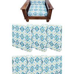 ohello Green & White 6 Pieces Printed Sofa Covers-image-69