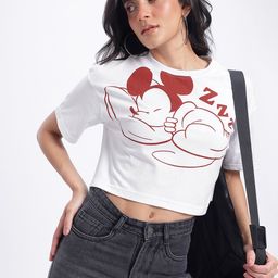 glitchez Mickey Moments Printed Boxy Crop T-shirt-image-90