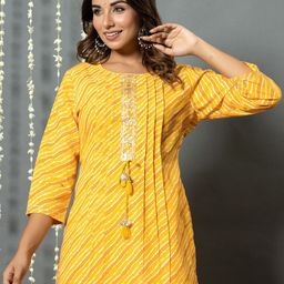 Indo Era Women Leheriya Printed Mirror Work Kurta-image-101