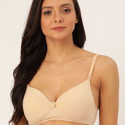 Lady Lyka Beige Solid Non-Wired Lightly Padded T-shirt Bra WHITE-ROSE-SKN-image-97