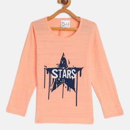 Eimoie Girls Peach-Coloured Printed Cotton T-shirt-image-53