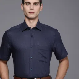 Louis Philippe Textured Cotton Linen Classic Fit Opaque Formal Shirt-image-36