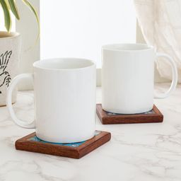 CLAY CRAFT Set of 2 White Solid Ceramic Mugs-45